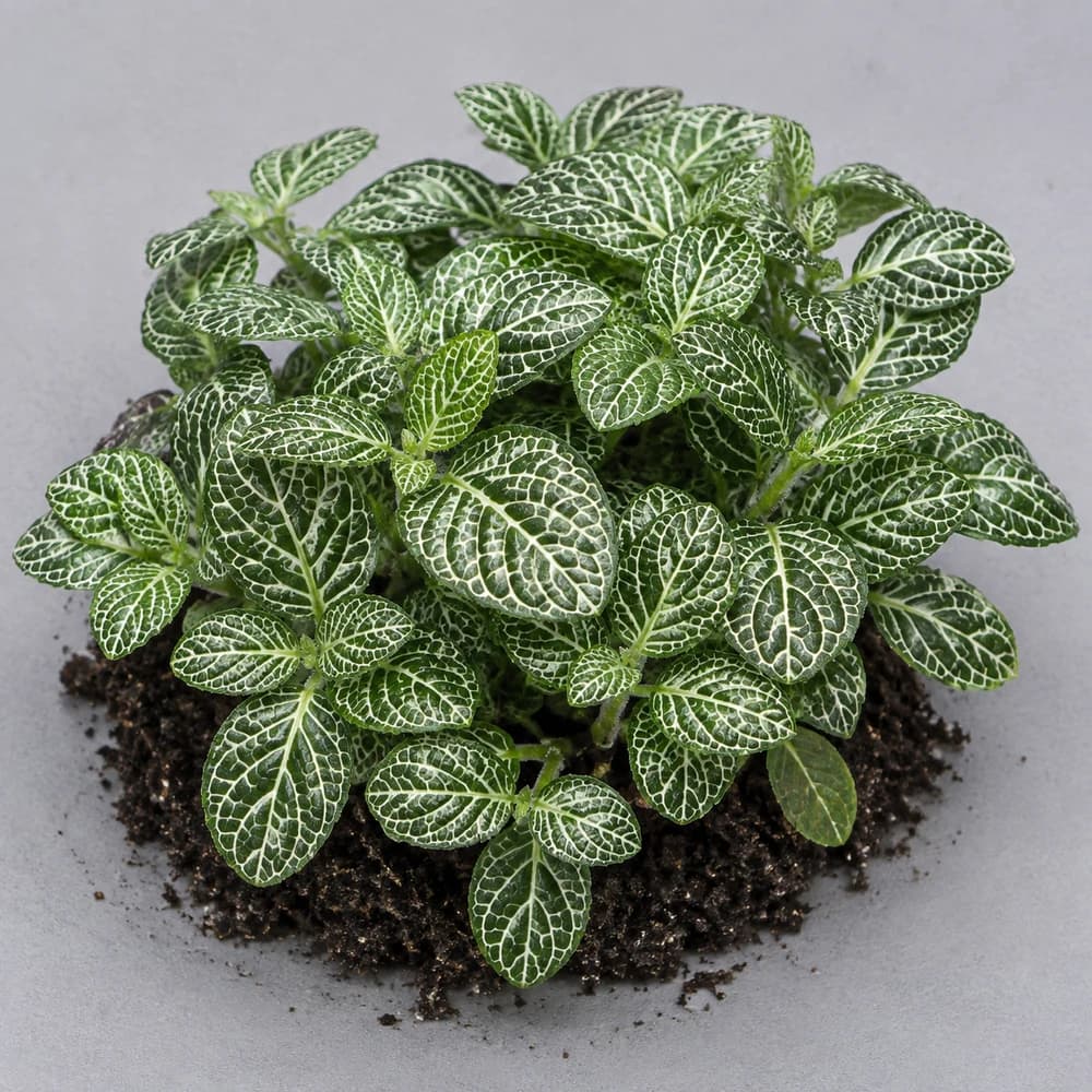 AI-generated illustration of Fittonia albivenis, not a photograph of sale stock