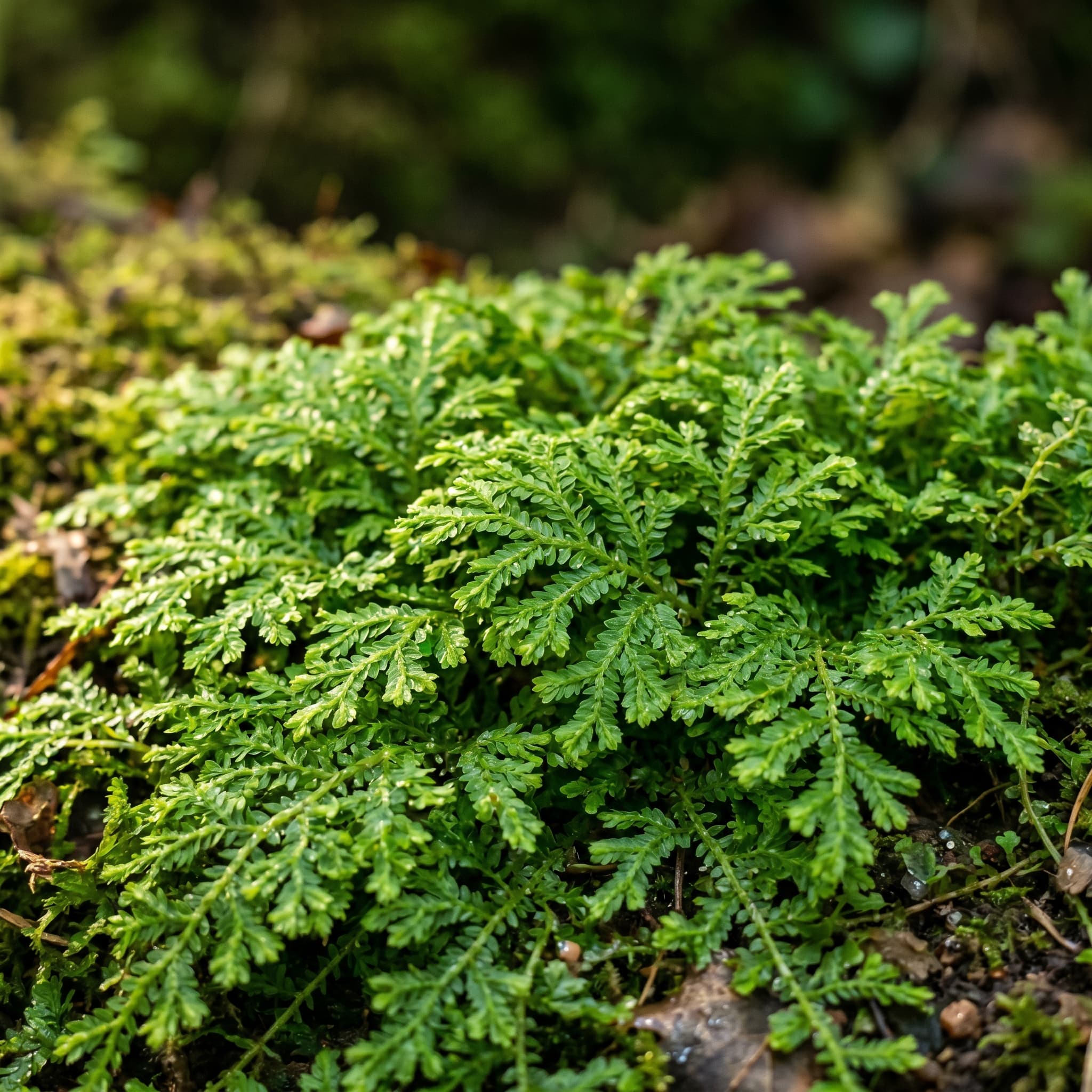 Layered Selaginella foliage for a miniature living landscape