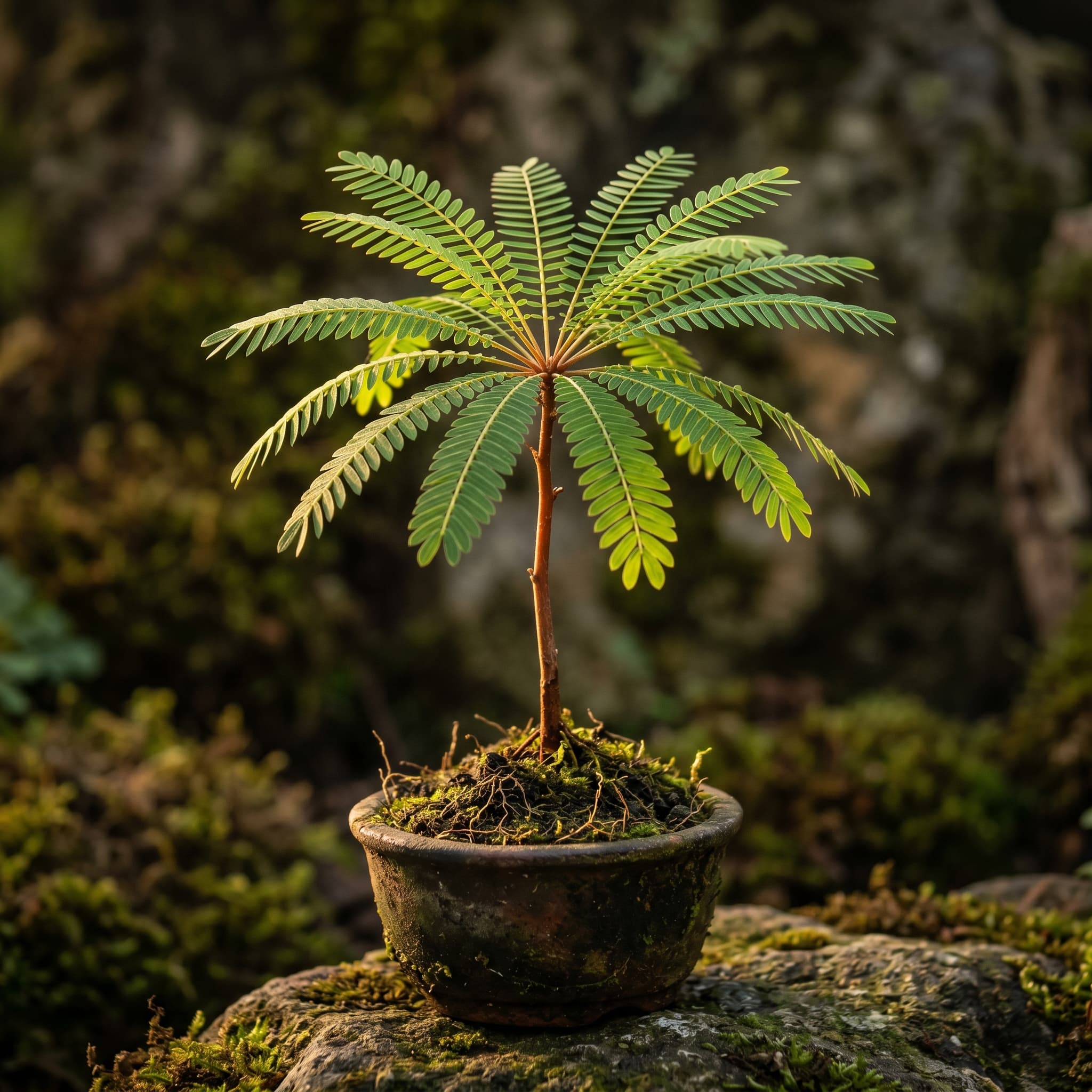 Small Biophytum foliage for a compact living system